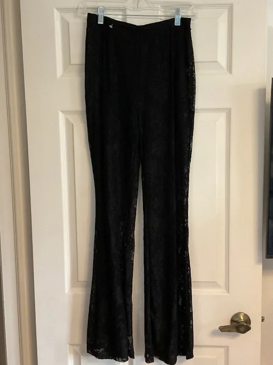 🤩SHEIN Women’s Black Lace Elastic Waist Straight pants - size 6 - Picture 3 of 9